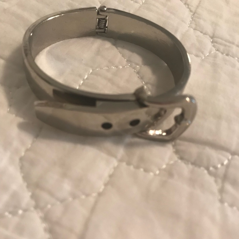 Silver belt buckle bangle bracelet